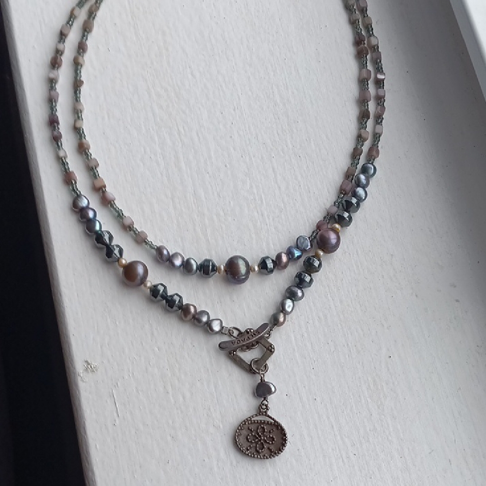 Silpada Multicolor Pearl and Hematite Double Strand Necklace